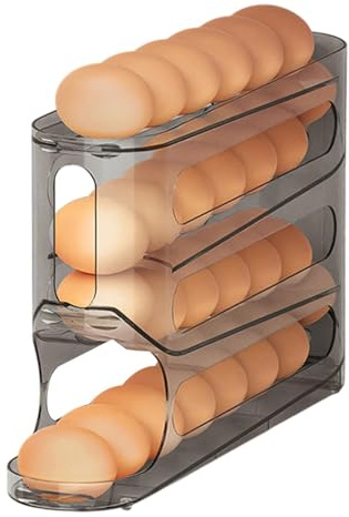 Porte-oeufs, boîte à oeufs, porte-oeufs à roulement automatique Porte-œufs 4 couches, porte-œufs Distributeur d'oeufs de grande capacité pour réfrigérateur et cuisine
