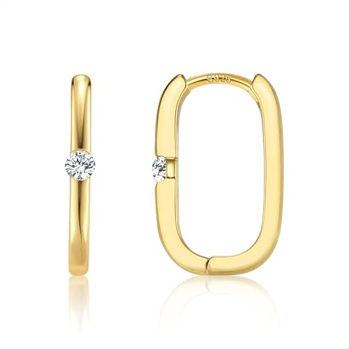 ALEXCRAFT 14K Vergoldet Ohrringe Kleine Zirkonia Creolen für Damen Frauen
