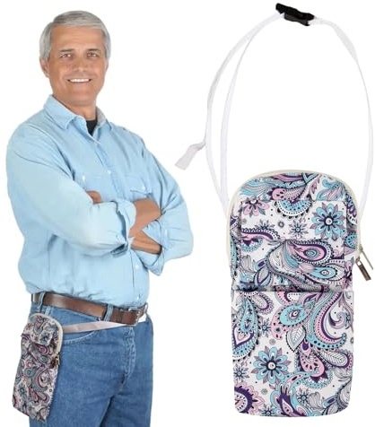 Nephrostomiesonde und Drainagebeutelabdeckung mit verstellbarem Hüftgurt und Katheterschlauchabdeckung für Nephrostomie-Außenbeutelhalter (Weiß Blau)