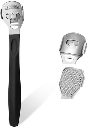 URAQT Raschietto per piedi, 3 Pezzi Raschietto per Piedi Kit, con 10 Lame, Callo Rimozione di Lima, Professionali Lima per piedi, Rimuovi la pelle morta e la pelle dura dai piedi(Nero)