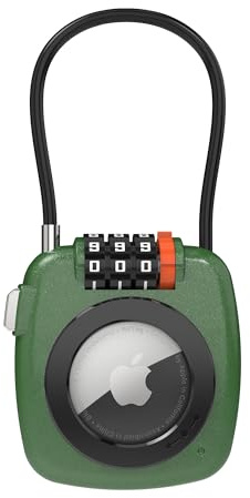 UP Security AirTag - Supporto per bagagli, compatibile con custodia Apple Air Tag, con lucchetto a combinazione per valigie, zaini, armadietti, cassaforte da viaggio, custodia GPS in metallo, blocco