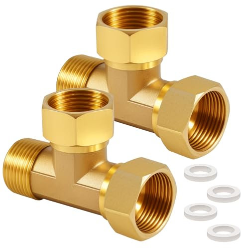 AGxIGxIG DN25 - Acoplamiento en T de latón (2 unidades, 1 pulgada, latón, pieza en T, 90° 1, DN25, conector en T de 3 vías, acoplamiento para aire acondicionado, refrigeración, fontanería