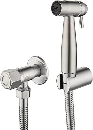 Handheld Bidet Sprayer for Toilet Brass Brushed Bathroom Cloth Diaper Sprayer Set with Single Cold Water, Wall Mounted Toilet Bidet Sprayer Kit for Feminine Hygiene
