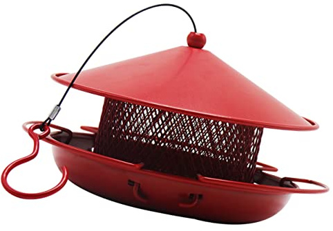 TOYANDONA Mangeoire à Oiseaux Suspendue à Couches Distributeur Extérieur Écureuils pour Oiseaux Rouge