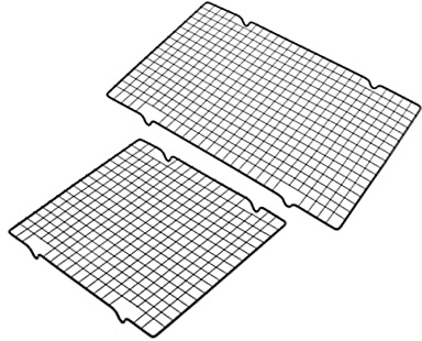 SOIMISS 2 Piezas Rejilla para Hornear y Enfriar Pasteles y Galletas al Antiadherente Duradera con Soporte Curvado para Circulación de Aire para Encimera de Cocina