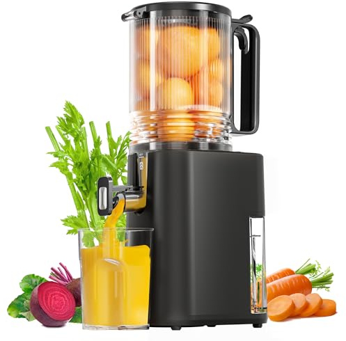 Cold Press Juicer, 5.5inch Wide Feed Chute Juicer Machine, Slow Masticating Juicer for Whole Vegetables & Fruits, Gray