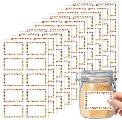100 Pcs Jam Jar Labels, 60x40mm Self Adhesive Easy Peel Jam Labels for Jars, Waterproof Jam Labels with Easy Write Surface for Kitchen, Food Bottle, Preserves Containers (Style A)