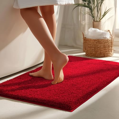 Floordirekt Badematte NASA Rot 80 x 120 cm weiche und langlebige Badvorlage, verstärkte Kanten, wasserabsorbierend und pflegeleicht