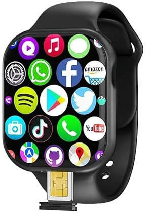 JINSHANGZI 2025 NEW VP29 Smart Watch 4G Android 128GB Storage 4G/5G LTE Sim Card GPS WIFI 2.29 inch 490 * 580 Amoled NEW Smartwatch Rotary Camera (Black,8GB 128GB)