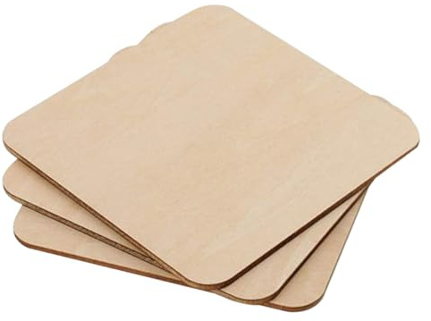 Alipis 10pcs Square Wood Slices Unfinished Wood Pieces DIY Crafts Hanging Decor for Home Office DIY Materials