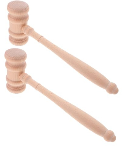 SOPOTUTU Martelletto di Legno per Aula di Tribunale 2 Pezzi, Martello Giudice Decorativo in Legno Naturale 42x90mm, Accessorio Professionale per Avvocati e Aste, Suono Autoritario