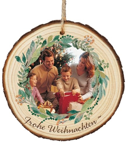 Bemaystar Christbaumkugel Personalisiert- Holz Christbaumschmuck, Weihnachtsdekoration, Foto-Anhänger, Holzanhänger für den Weihnachtsbaum, Personalisierter Familien Weihnachtsdekorationen