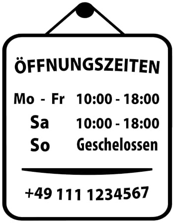 Öffnungszeiten Schaufensterbeschriftung Vinyl – Fensterfolie Personalisiert – Aufkleber mit Wunschtext – UV-beständig & Wetterfest für Türen
