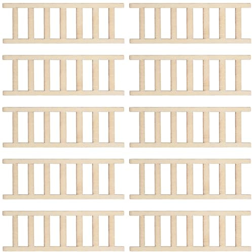 Healifty 10pcs Miniature Wooden Ladder Set for Dollhouse Micro Landscape Model, Small Step Ladder Accessory for Tiny Dollhouse Decor and Fairy Garden
