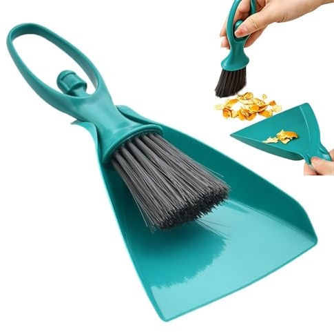 Mini Broom and Dustpan Set, Small Broom and Dustpan Set for Dust, Pet Hair, Car, Crumb, Mini Dust Pan & Brush, Hand Whisk for Pets, Kids, Desk Cleaning Supplies