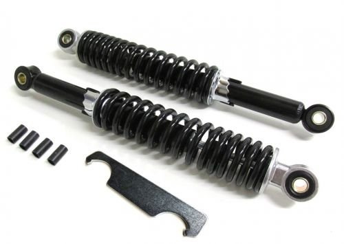 280mm Schwarzes Stoßdämpfer Set + Einstellschlüssel passend für Mofa Moped Mokick – Hydraulisch gefedert, 5-fach verstellbar, inkl. Reduzierhülsen