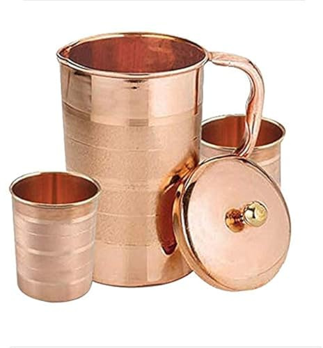 Whitewhale - Caraffa in rame puro con 2 bicchieri, capacità 1600 ml