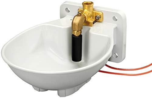 Lister Heizbares Tränkebecken SB 23 H BACTO® PROTECT mit Heizkabel 24 Volt / 33 Watt (Frostschutz bis ca. -20°C) - mit Pendelventil 24 Volt - Tränke Kuh Kühe Rinder Pferd Pferde Stall