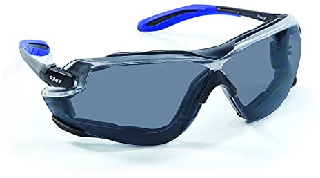 Riley Quadro Protective Safety Glasses for Work – Lightweight Sports Style UV Resistant Clear Safety Goggles with Panoramic Lens