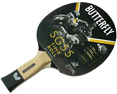 Butterfly Timo Boll SG55 Tischtennisschläger, ITTF-zugelassen, 1,5 mm große Pfanne, asiatisches Gummi, Weiß