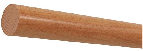 TIBU Barandilla de madera de haya, 30-500 cm, pasamanos de pared, mango para escalera, longitud 100 cm y extremos cerrados (aserrado)