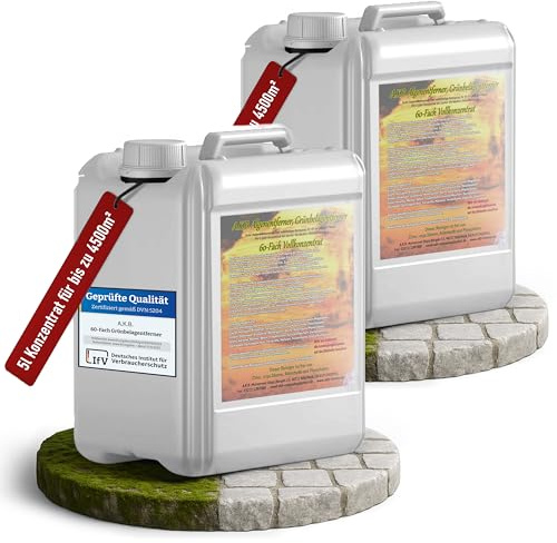 A.K.B. Algen & Grünbelagentferner Konzentrat 60-Fach - 10 Liter | Hochwirksam Grünbelag & Algen entfernen - Fassadenreiniger, Terrassenreiniger & Steinreiniger intensiv Aussen