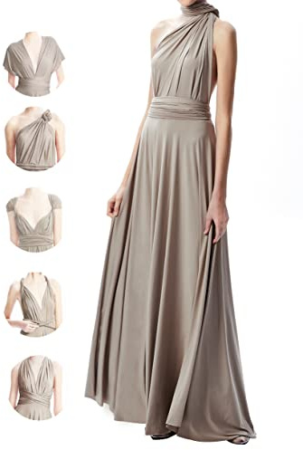 INFIWING Infinity klänning med bandeau brudtärneklänningar, lång en storlek omlottklänning, dam, multiway klänning bröllopsgäster brudtärna klänning, toupe, one size