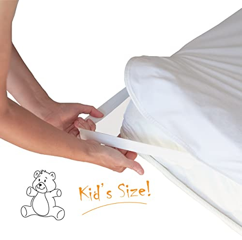 Twillie - Wasserdichter Matratzenschoner 60x120 mit 4 Gummibändern - Oeko Tex® - Atmungsaktive Jersey Matratzenauflage - Matratzenschutz ohne Knistern - Ultradünn, Ultrastark, Ultraweich Weiß