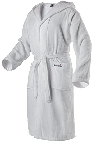 Mount Swiss Bademantel Damen Herren ARBON mit Kapuze aus edler Baumwolle I Morgenmantel flauschig I Frottee I Kimono mit Farb- & Größenauswahl S - 8XL I Bath-Robe Öko-Tex Standard 100