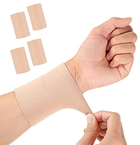 SATINIOR 2 Pairs Compression Wrist Sleeve Wrist Wraps Compression Brace Supports Elastic Sweat Bands for Women, Men Sports, Tennis Players