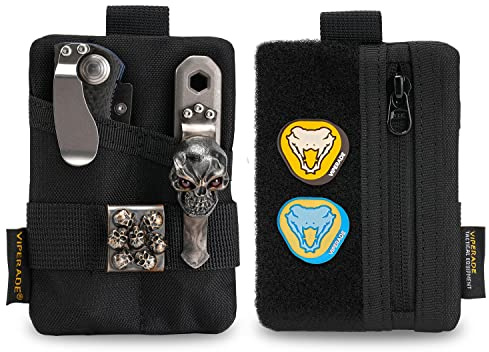 VIPERADE VE15 Small EDC Pouch, Pocket Organizer, EDC Pocket Pouch with DIY Patches Area, EDC Pocket Organizer Wallet for Cards, Small Tool Pouch for EDC Gears