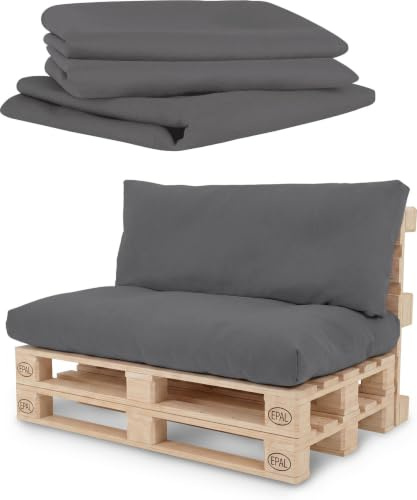 normani Bezüge für Palettenkissen - für 2-teilige und 3-teilige Palettenpolster - wasserabweisendes oder wasserdichtes Material verfügbar Wasserdicht Anthrazit 2-Teilig 80 cm × 120 cm + 42 cm × 60 cm
