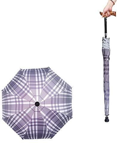 Walking ​Stöcke Regenschirm Gehhilfe, 2-In-1-Multifunktions-Krückenschirm Mit Rutschfestem Fuß, 5 Ebenen Erweiterbar, Bequeme Stabilitätshilfe,C,83~92cm(33~36inch)