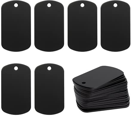Aluminiumgravur Rohlinge Rechteck Blank Tags Stanzen Hundemarke 25 Pack (Schwarz)