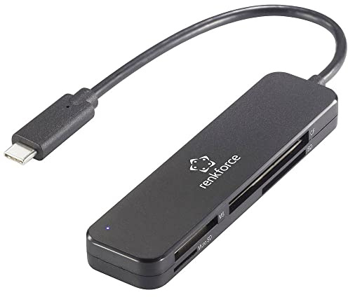 Renkforce RF-PCR-230 Lecteur de Carte mémoire Externe USB-C® (USB 3.2 Gen 1) Noir