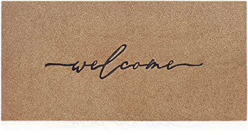 AAZZKANG Welcome Mats for Front Door Extra Large 120 x 45 cm with Durable Non Slip Rubber Backing Ultra Absorb Mud Easy Clean Entry Door mat for Indoor High Traffic Areas Outdoor Doormat Brown