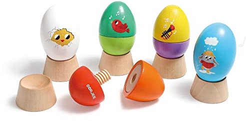 Dorjee Holzeier Baby Spielzeug, Eierstreuer Musikinstrumente für Kleinkind 1-3 mit weißem Rauschgeräusch, bestes Spielzeug für die Entwicklung von Neugeborenen, Baby erstes Ostergeschenk