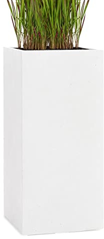 Pflanzwerk® Pflanzkübel Fiberglas Weiss Tower 70x33x33cm *Frostbeständige Blumenkübel* *Deutsche Premiumqualität* *Lotus-Effekt Imprägnierung*