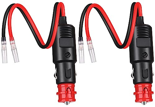 Dongge veuropäischer Stil Sicherheits-Universalstecker Mit Blei Runde Kabelanschlussklemmen mit isolierter Abdeckung 6-24v，Komfortable Verkabelung DIY Netzteil für KFZ und Motorrad 2 Stück