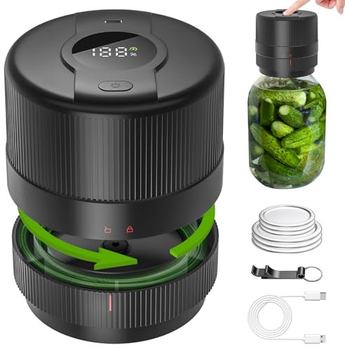 Wothfav Elctrtici Mason Jar Vacuum Sealer, Macchina Sottovuoto per Barattoli Vetro, Kit Sigillatore Sottovuoto Elettrico per Barattoli da Muratore, Conservazione e Fermentazione degli Alimenti