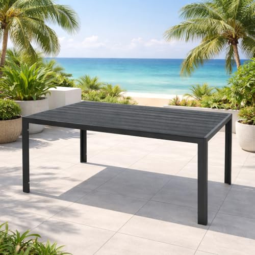 Mojawo Aluminium Gartentisch anthrazit Esstisch Gartenmöbel Tisch Kunststoffholz WPC wetterfest 160x90x74cm