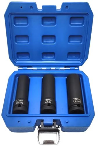 JEUCLEL 3-teiliges Radmuttern-Steckschlüssel-Set – 1,27 cm (1/2 Zoll) Antrieb, beschädigte Radmuttern, Schlossentferner, Ausdreher – Rostfreies und hartnäckiges Verriegelungswerkzeug zum Entfernen von