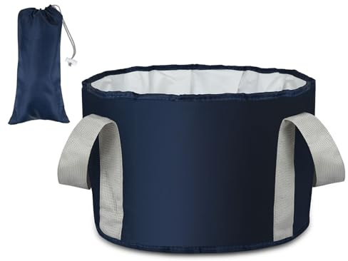 ds. distinctive style Zusammenklappbarer Eimer mit Fußbadewanne und Griff, 4,7 Gallonen/18 l, tragbarer Kulturbeutel zum Angeln, Reisen und Camping – Marineblau