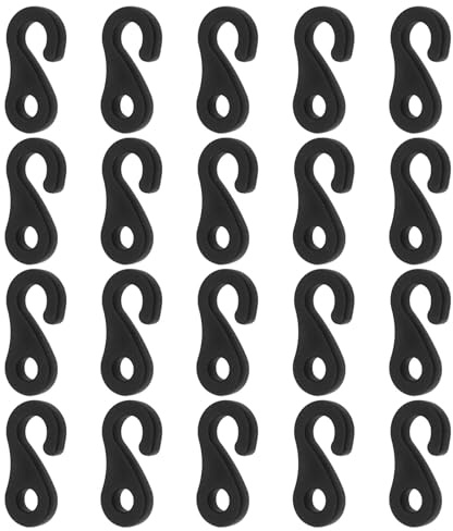 20 Stück Haken für Zeltdampfer, winddicht, Zubehör für Zelte, Zelte, Markisen, Sonnenblende aus ABS-Kunststoff, Schwarz