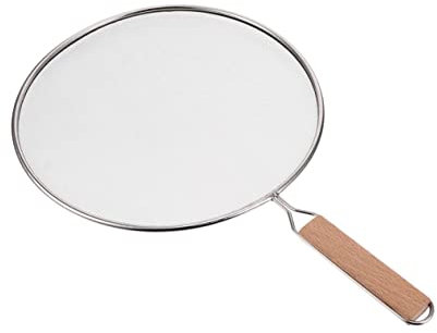 Ciieeo Edelstahl Spritzschutzdeckel Mit Holzgriff 33cm Öl Sieb Küchenzubehör Gegen Fettspritzer Für Pfannen Und Töpfe