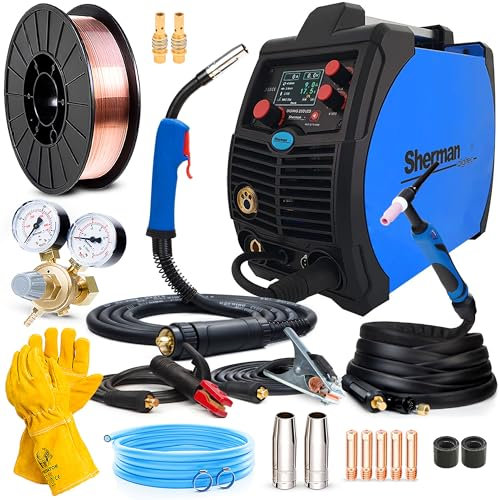 Sherman DIGIMIG 220 LCD - 200A poste a souder mig avec gaz e fil fourré synergie - MMA, TIG Lift, soudage par points, soudobrasage - mémoire de réglage, Fan-Stop - technologie IGBT - Kit basic