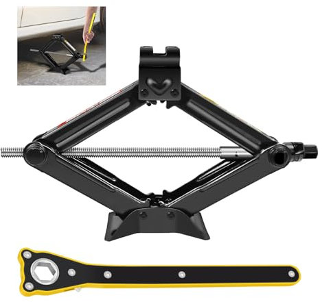 HSHa Scherenwagenheber 2T, 2T Wagenheber mit Ratschengriff, Hubhöhe von 110 mm bis 390 mm, Speed Scherenwagenheber Heber Lift für PKW/SUV/MPV