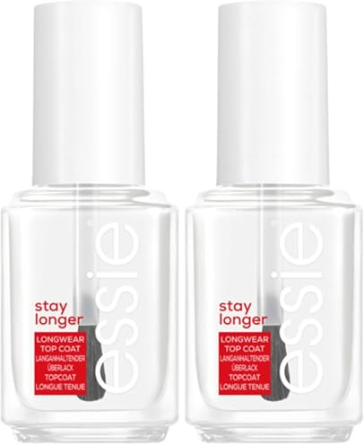 essie stay longer premium longwear top coat, Überlack für langen Halt und verlängerte Farbbrillanz, 13,5 ml (Packung mit 2)