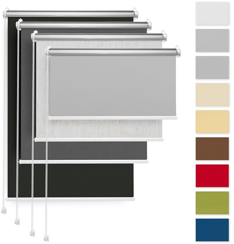 Rettika Verdunkelungsrollo ohne Bohren, für Fenster, Breite 135 cm, Höhe 120 cm, Grau Farbe, Klemmfix Montage, Jalousien Fenster, Fenster rollos für innen, Klemmrollo