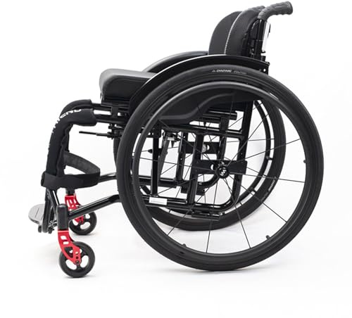 Selbstfahrender Sportrollstuhl,Ultraleicht Rollstuhl Leicht Faltbar Reiserollstuhl,Superleichter Rollstuhl mit Aluminiumrahmen, Premium Transportrollstuhl(42cm/16.5in,Black)